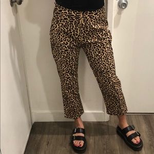Cheetah print cotton ankle pants
